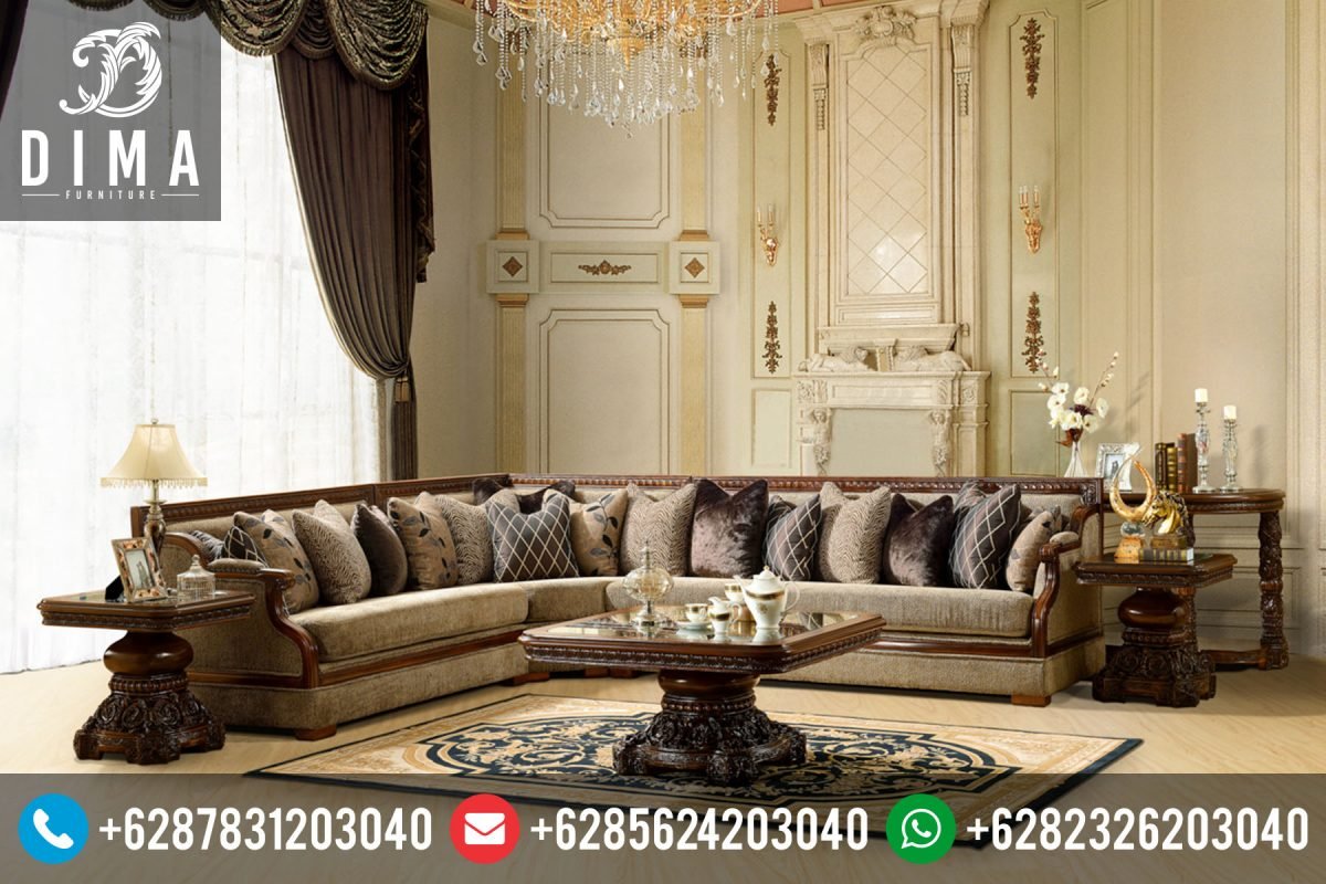 Mebel Mewah Jepara Set Kursi Sofa Tamu Sudut L Klasik Terbaru ST-0048