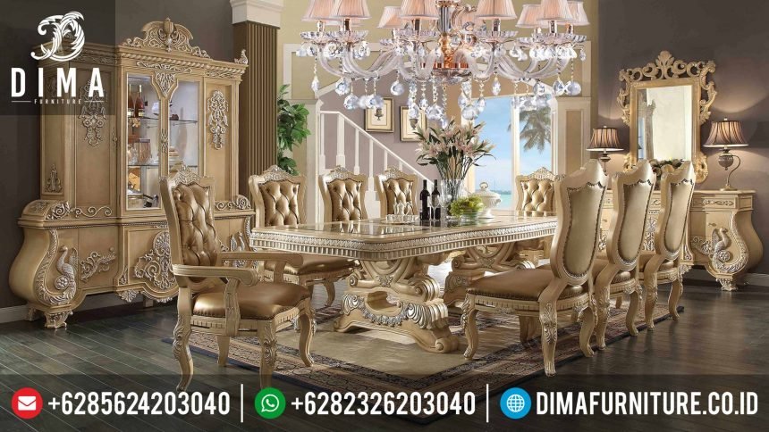 Meja Makan Terbaru Set Mewah Klasik Mebel Jepara 8 Kursi ST-0352