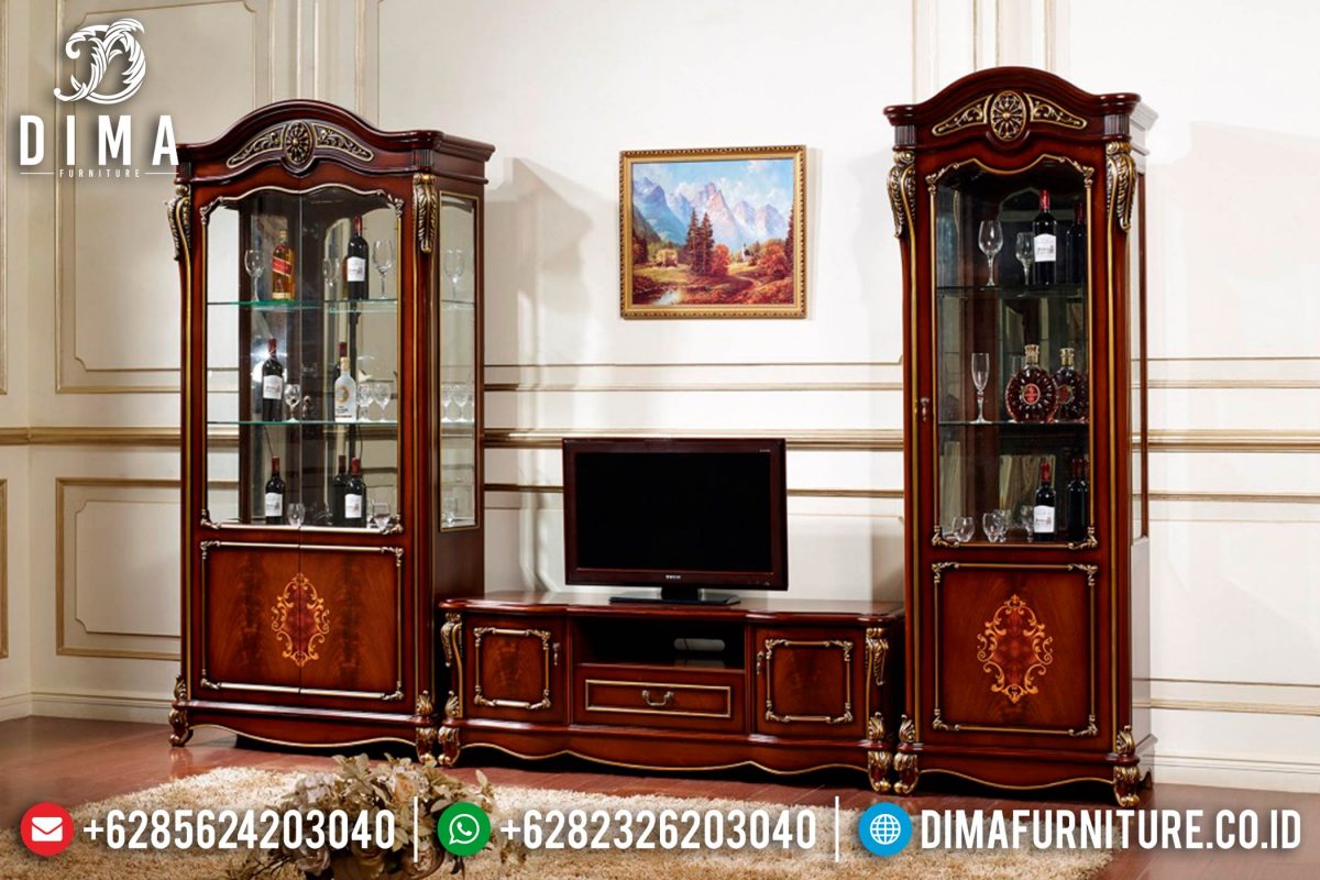 Bufet TV Jati Jepara Mewah Set Lemari Hias Avina ST-0419 | Sofa Tamu Jepara - Dima Furniture Bufet TV Jati Jepara Mewah Set Lemari Hias Avina ST-0419
