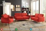Jual Mebel Jepara Terbaru Set Sofa Tamu Minimalis Modern Cover Merah ST-0411