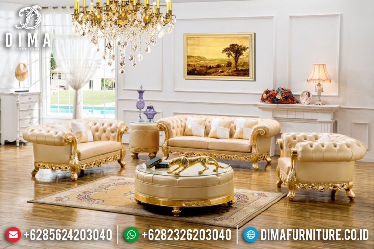 Set Kursi Sofa Tamu Mewah Ukiran Terbaru Warna Emas ST-0410 Set Kursi Sofa Tamu Mewah Ukiran Terbaru Warna Emas ST-0410