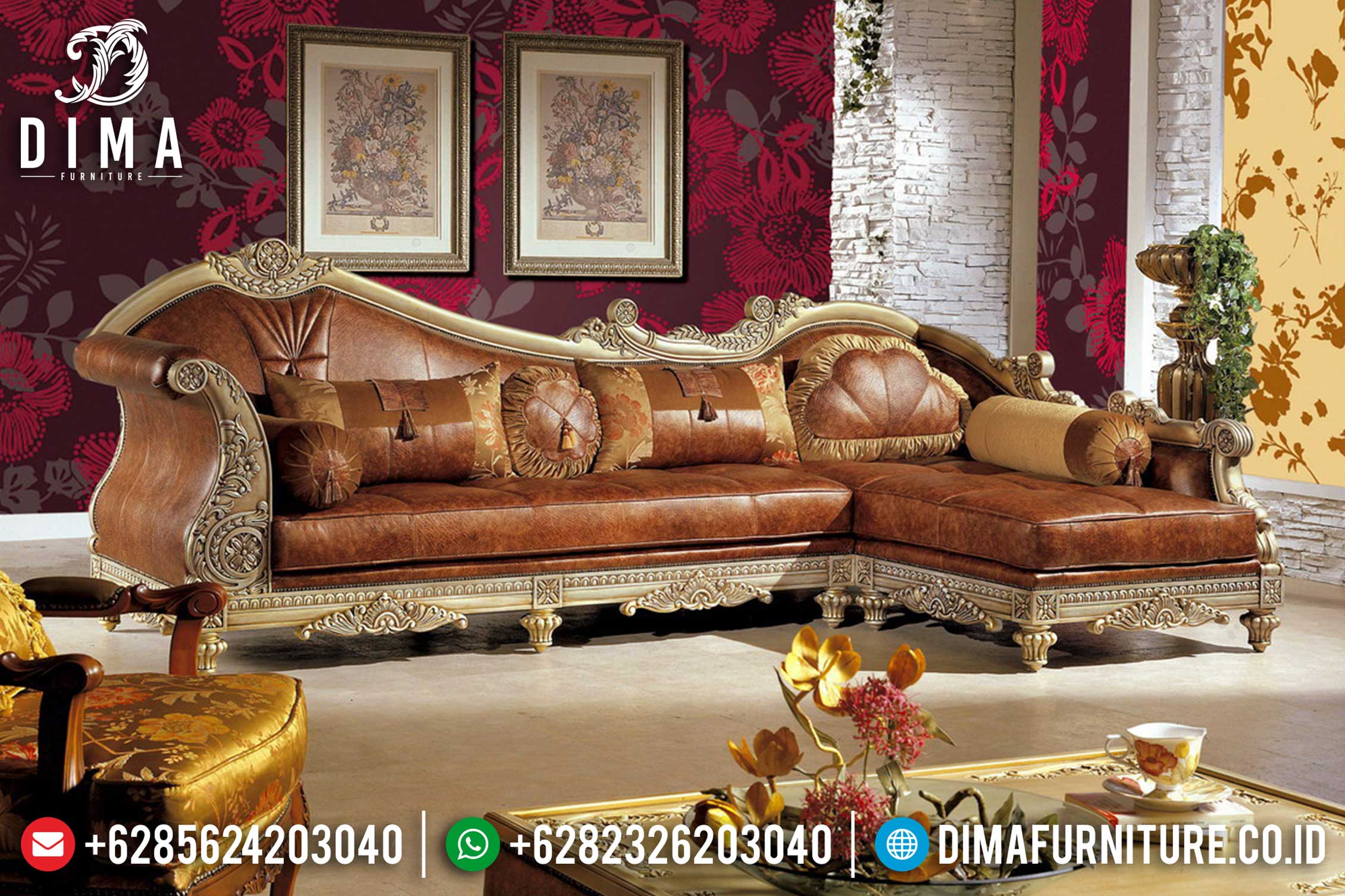 Sofa Jepara Mewah Set Kursi Tamu Sudut L Klasik Terbaru ST-0417