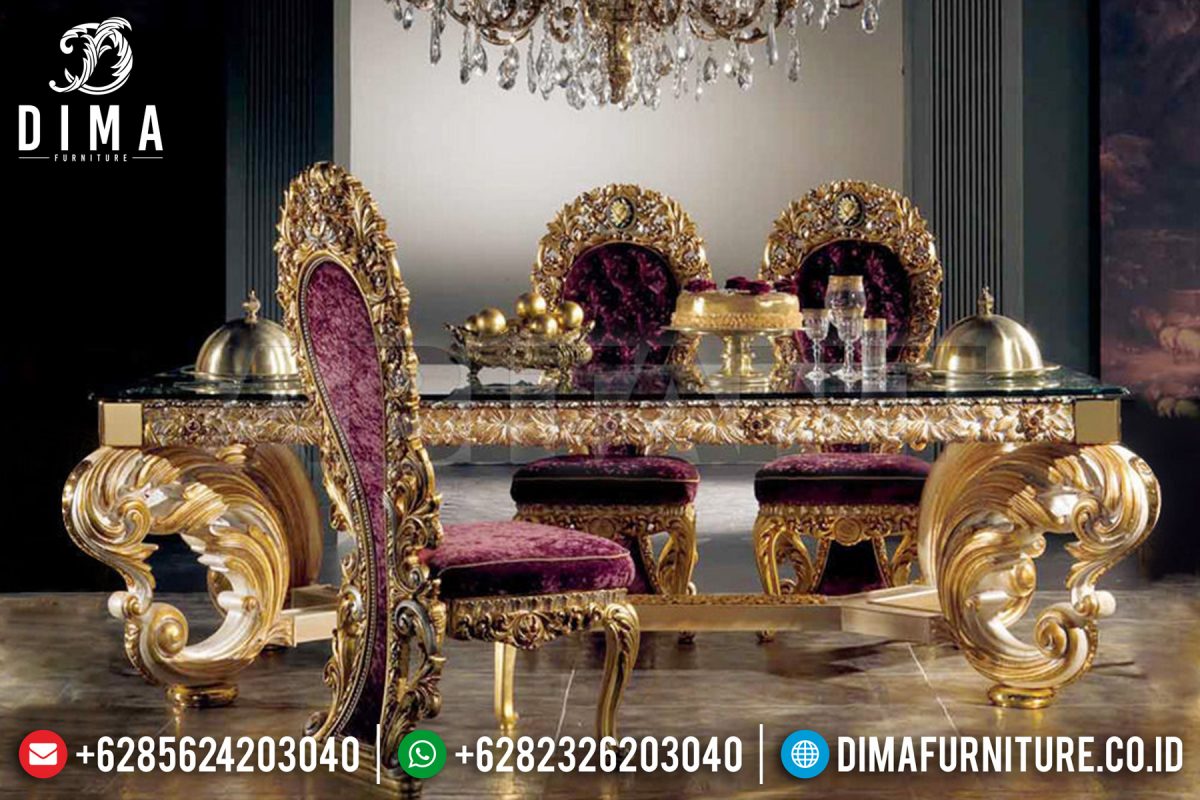 Kursi Meja Makan Mewah Jepara Ukiran Klasik European Style Gold ST-0499