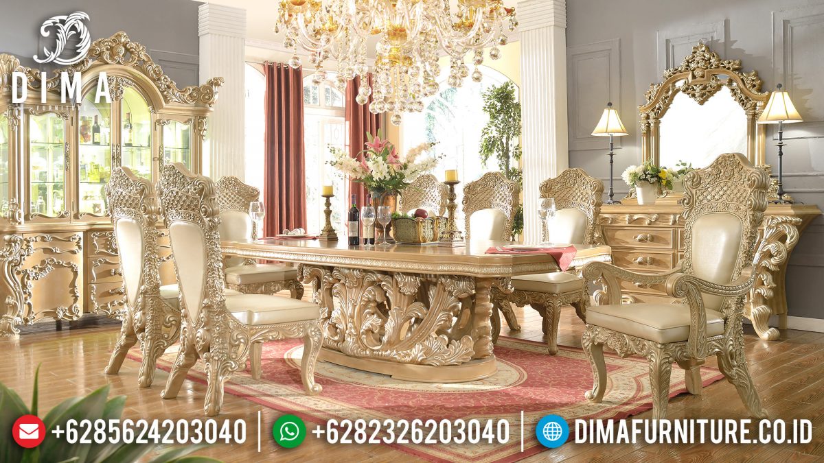 Furniture Terbaru Meja Makan Mewah Jepara Ukiran Klasik Gaya Eropa ST-0519
