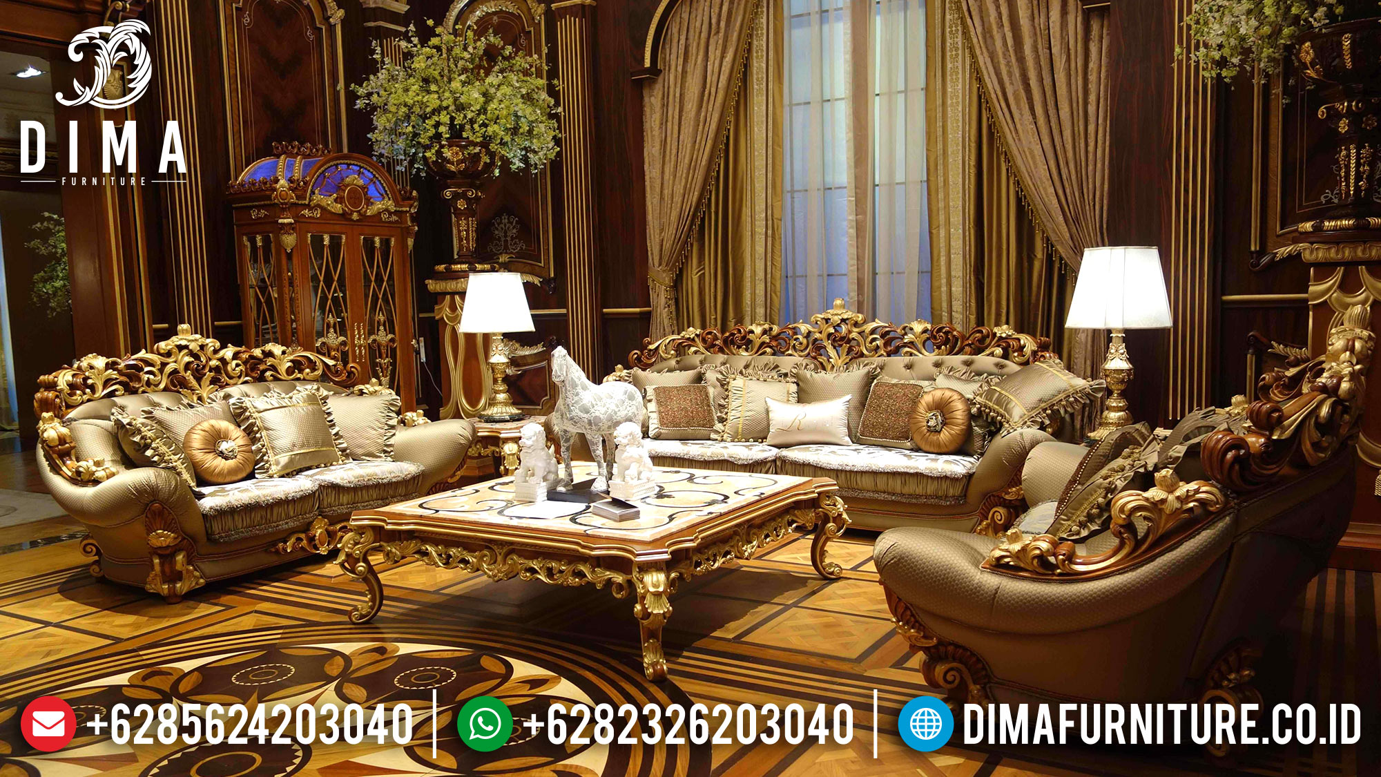 Sofa Tamu Mewah Jepara Ukiran Klasik Luxury European Style Leroyal ST-0518