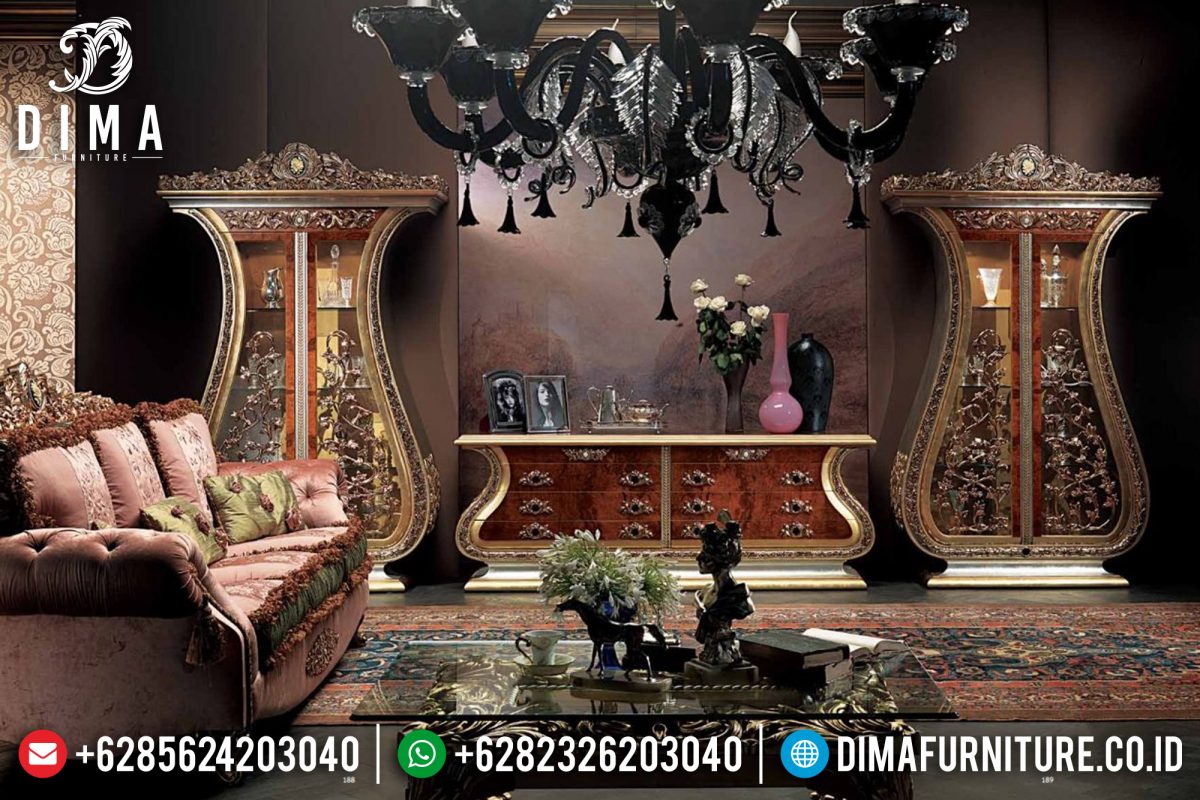 Bufet TV Mewah Klasik Ukiran Jepara Terbaru Natural Emas ST-0538 | Sofa Tamu Jepara - Dima Furniture Bufet TV Mewah Klasik Ukiran Jepara Terbaru Natural Emas ST-0538