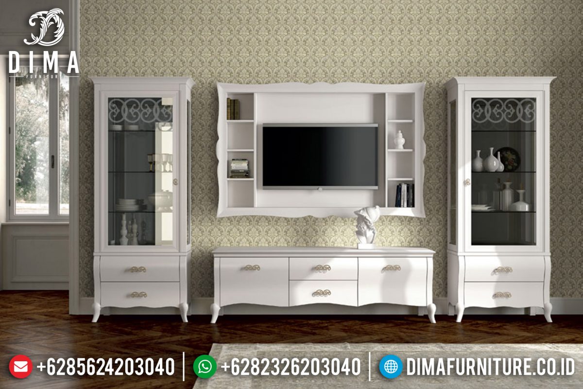 Bufet TV Minimalis Mewah Jepara Terbaru Duco Putih ST-0536 | Sofa Tamu Jepara - Dima Furniture Bufet TV Minimalis Mewah Jepara Terbaru Duco Putih ST-0536