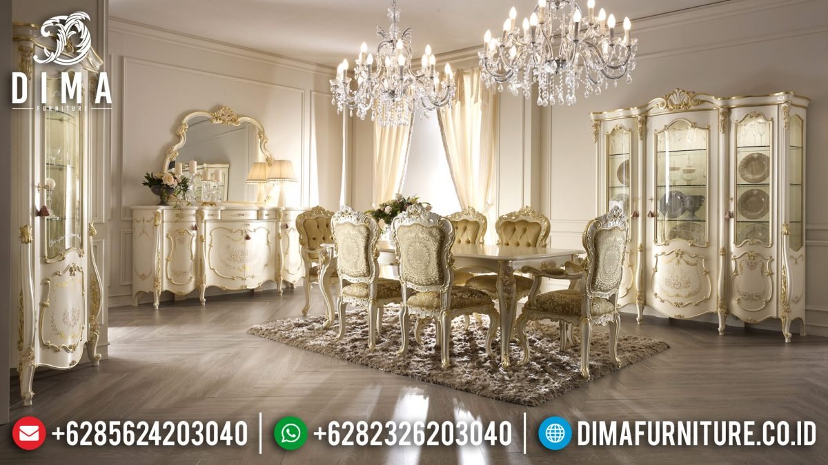 Set Meja Makan Mewah Klasik Model Mebel Jepara Terbaru Duco Ivory ST-0534 Set Meja Makan Mewah Klasik Model Mebel Jepara Terbaru Duco Ivory ST-0534