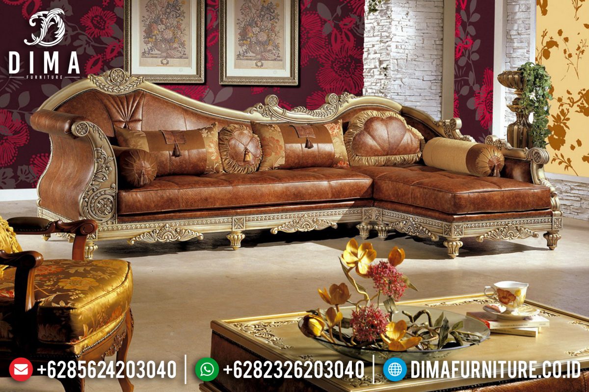 Sofa Tamu Mewah Jepara Sudut L Terbaru Duco Emas Korean Luxury ST-0542 | Sofa Tamu Jepara - Dima Furniture Sofa Tamu Mewah Jepara Sudut L Terbaru Duco Emas Korean Luxury ST-0542