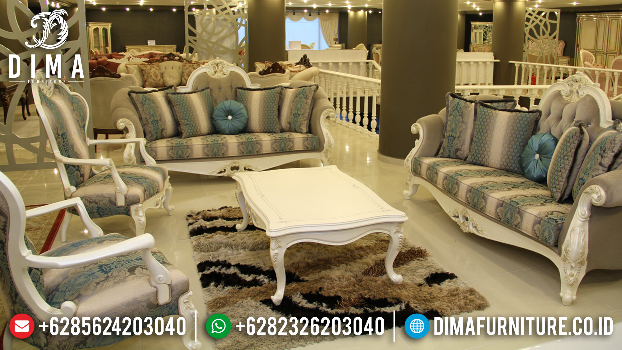 Terbaru Dan Terlaris Sofa Tamu Jepara Mewah Duco Putih Arina ST-0554