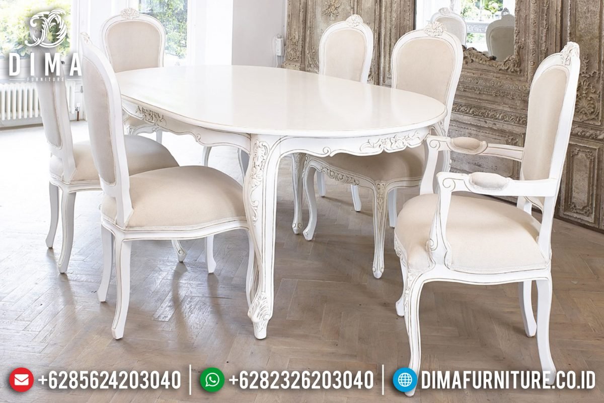 Meja Makan Mewah Duco Ivory Ukiran Jepara Klasik Terbaru ST-0558 Meja Makan Mewah Duco Ivory Ukiran Jepara Klasik Terbaru ST-0558