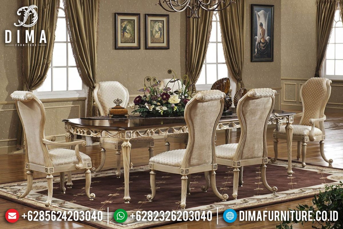 Beli Set Meja Makan Jepara Klasik Mewah Model Ukiran Victorian Terbaru ST-0604