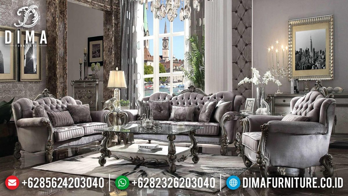 Versailles Velvet Sofa Tamu Jepara Mewah Classic Silver Terbaru ST-0615 | Sofa Tamu Jepara - Dima Furniture Versailles Velvet Sofa Tamu Jepara Mewah Classic Silver Terbaru ST-0615