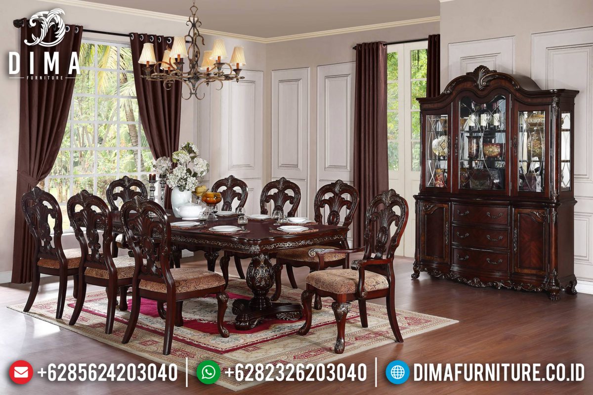 Meja Makan Jepara Minimalis Mewah Classic Natural Finishing PU ST-0626