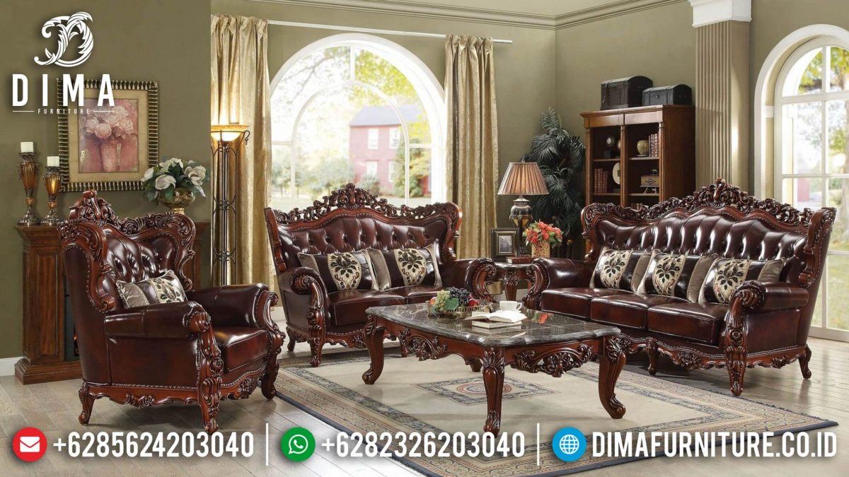 Sofa Tamu Mewah Jepara Terbaru Ukiran Classic Eustoma Natural ST-0622