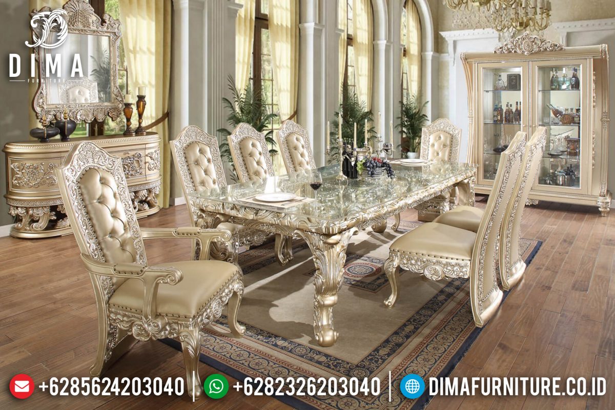 Set Meja Makan Mewah Ukiran Jepara Bellagio Terbaru ST-0649 Set Meja Makan Mewah Ukiran Jepara Bellagio Terbaru ST-0649