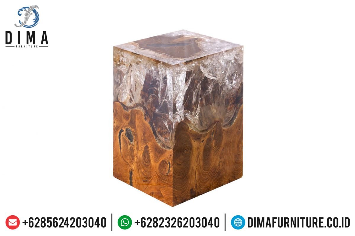 Stool Resin Jati, Resin Furniture Indonesia, Meja Resin Minimalis Unik ST-0645