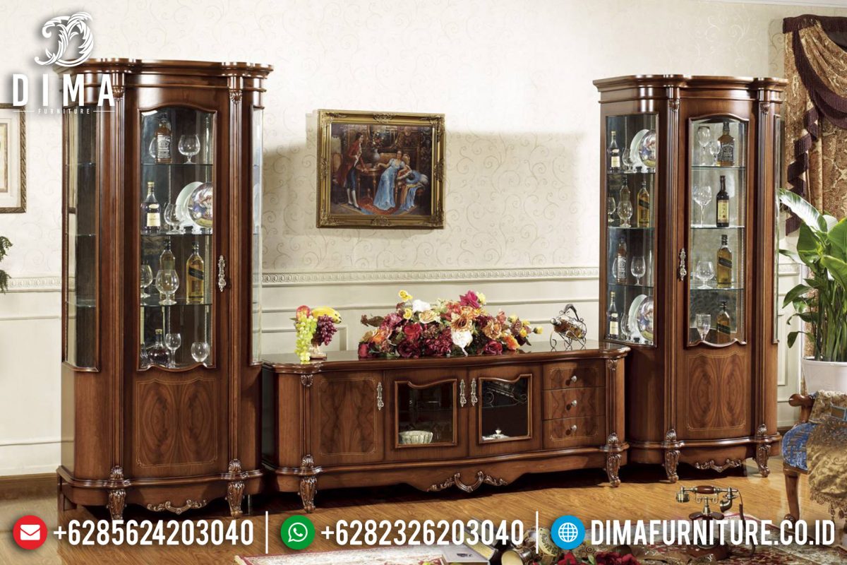 Jual Set Bufet TV Jepara Mewah Minimalis Jati Terbaru Natural ST-0676 | Sofa Tamu Jepara - Dima Furniture Jual Set Bufet TV Jepara Mewah Minimalis Jati Terbaru Natural ST-0676
