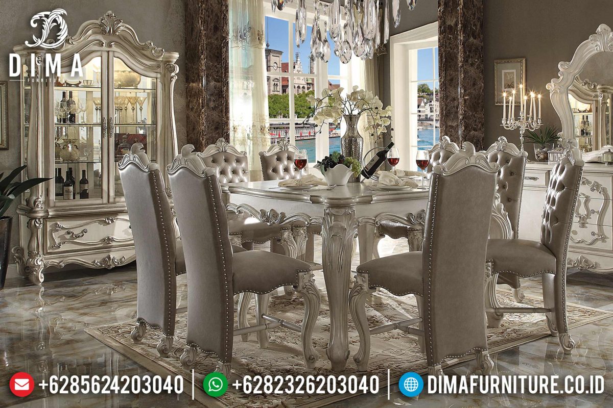 Set Meja Makan Eropa Mewah Ukiran Jepara Klasik Terbaru ST-0681 Set Meja Makan Eropa Mewah Ukiran Jepara Klasik Terbaru ST-0681