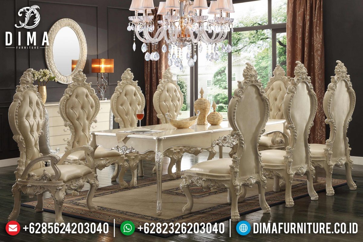 Set Meja Makan Ukir Jepara Mewah Model Eropa Terbaru ST-0680 Set Meja Makan Ukir Jepara Mewah Model Eropa Terbaru ST-0680