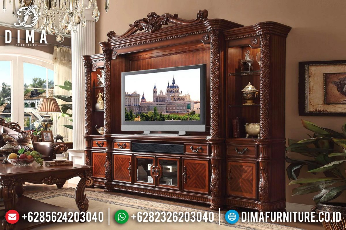 Bufet Tv Ukir Jati Mewah Mebel Jepara Klasik Terbaru ST-0721 | Sofa Tamu Jepara - Dima Furniture Bufet Tv Ukir Jati Mewah Mebel Jepara Klasik Terbaru ST-0721