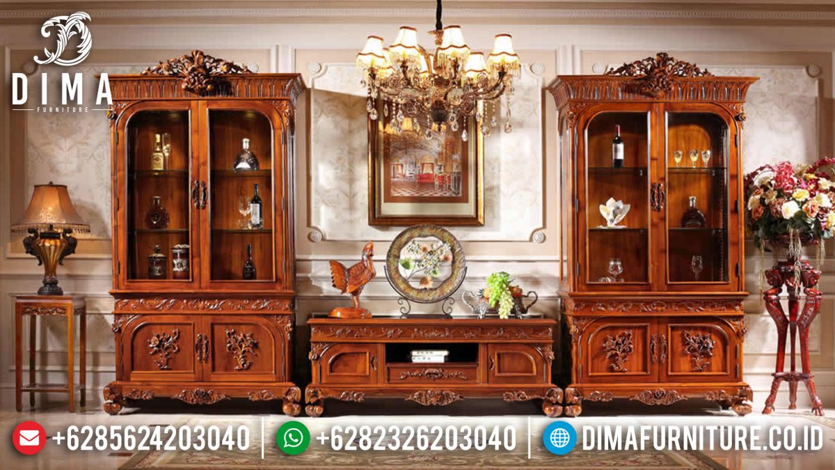 Set Bufet Tv Jati Natural Mewah Klasik Terbaru ST-0750