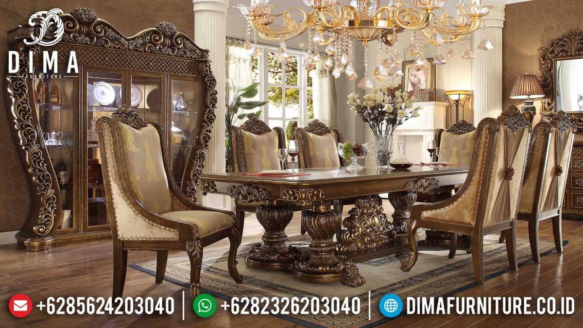 Set Kursi Makan Ukir Mewah Jati Klasik Terbaru ST-0741
