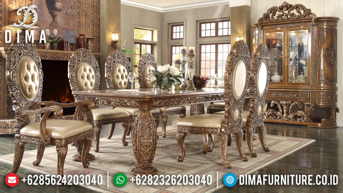 Set Kursi Makan Ukir Mewah Jati Klasik Terbaru ST-0742