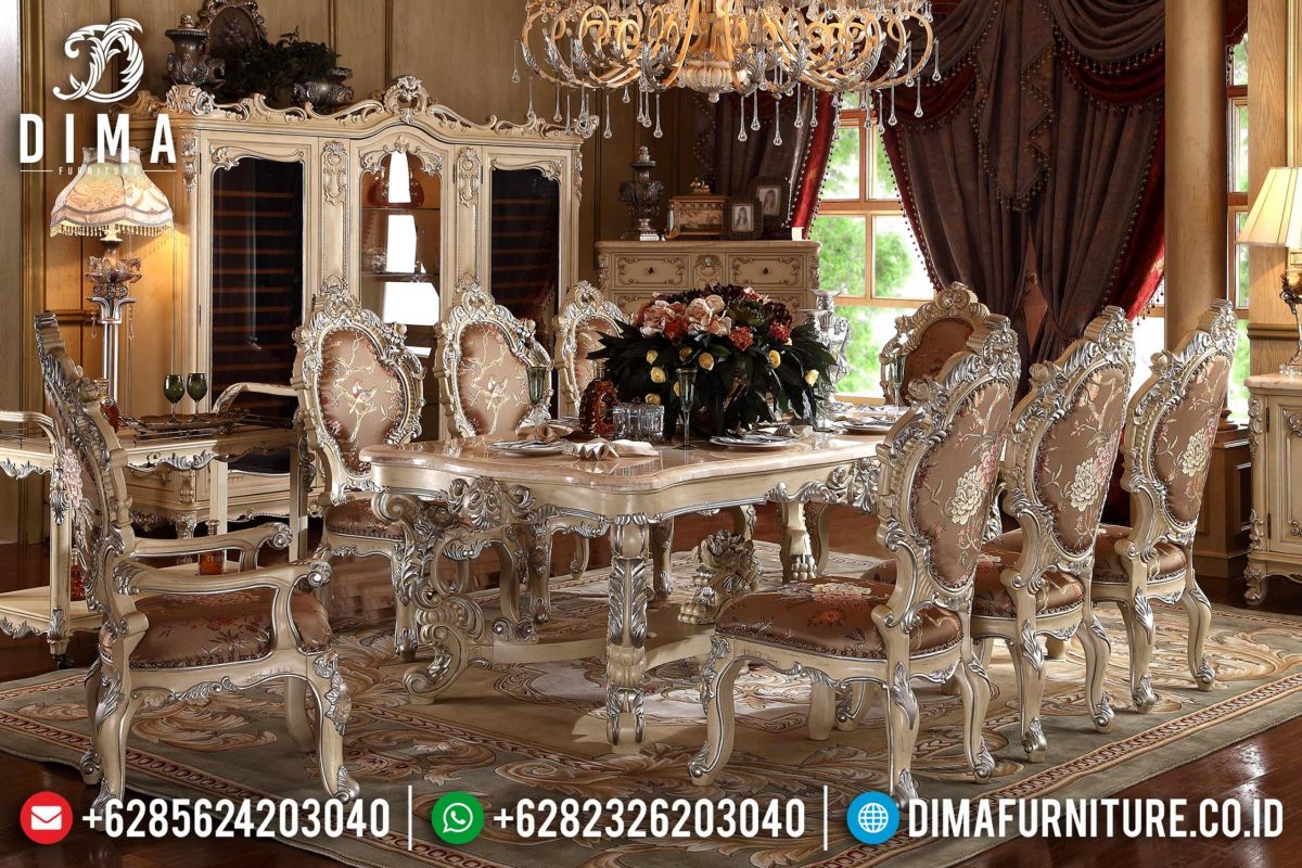 Set Meja Makan Duco Klasik Ukir Jepara Terbaru ST-0756