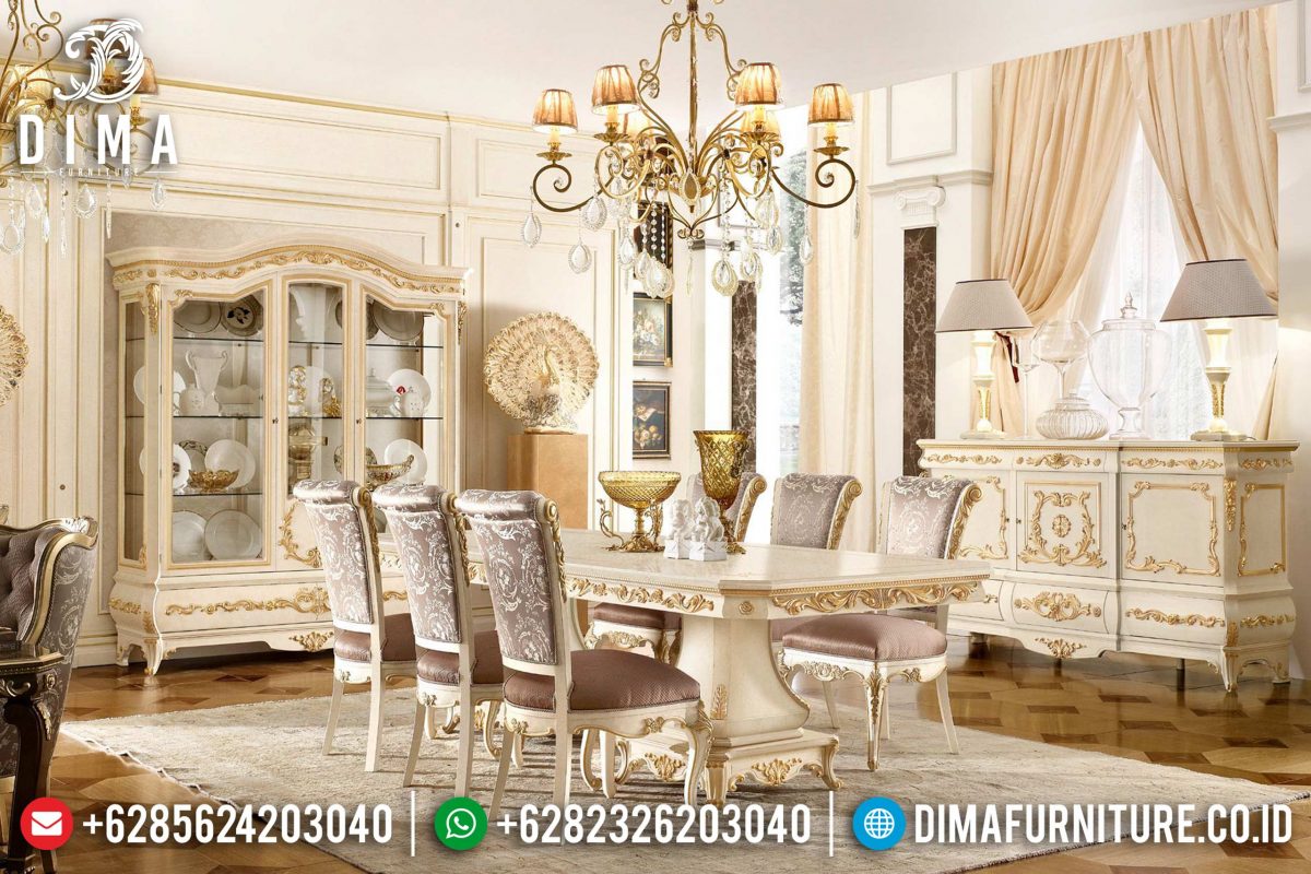 Set Meja Makan Eropa Mewah Ukir Jepara Terbaru ST-0765
