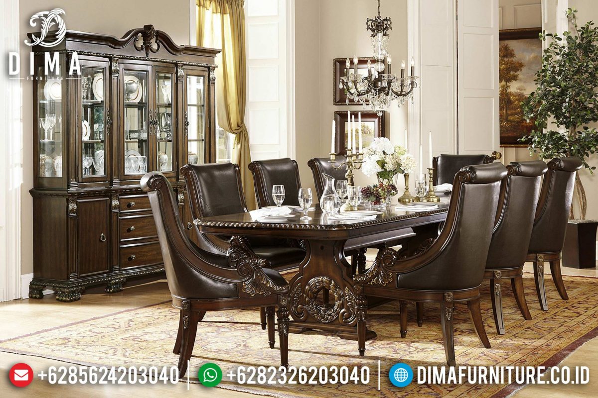 Set Meja Makan Jati Mewah Model Klasik Terbaru ST-0717