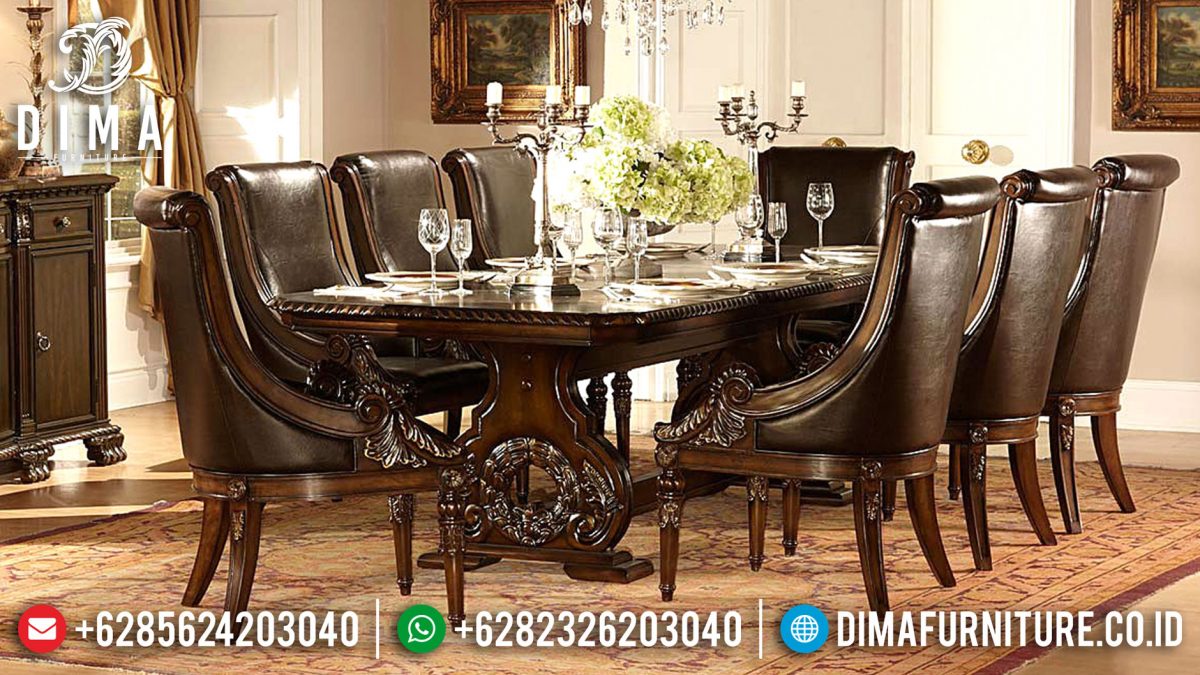 Set Meja Makan Jati Mewah Ukir Jepara Terbaru ST-0739