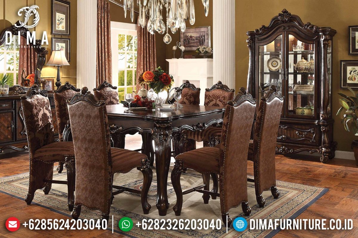 Set Meja Makan Ukir Jepara Mewah Jati Terbaru ST-0705