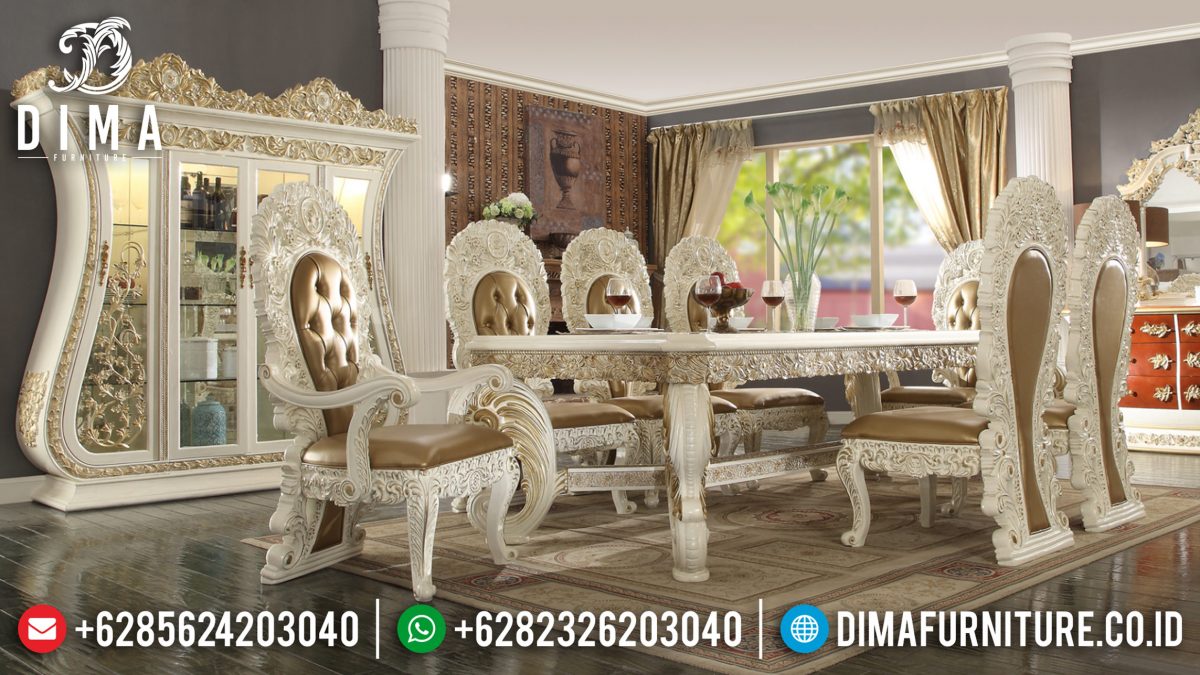 Set Meja Makan Ukir Klasik Mebel Jepara Mewah Terbaru ST-0730