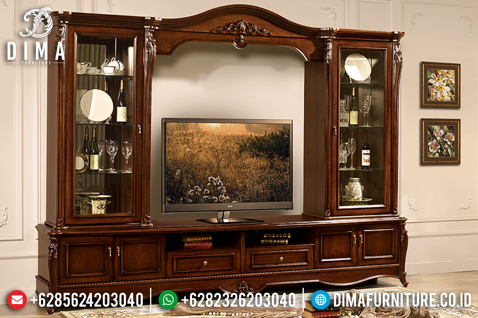 Bufet Tv Jati Mewah Klasik Modern Terbaru ST-0793