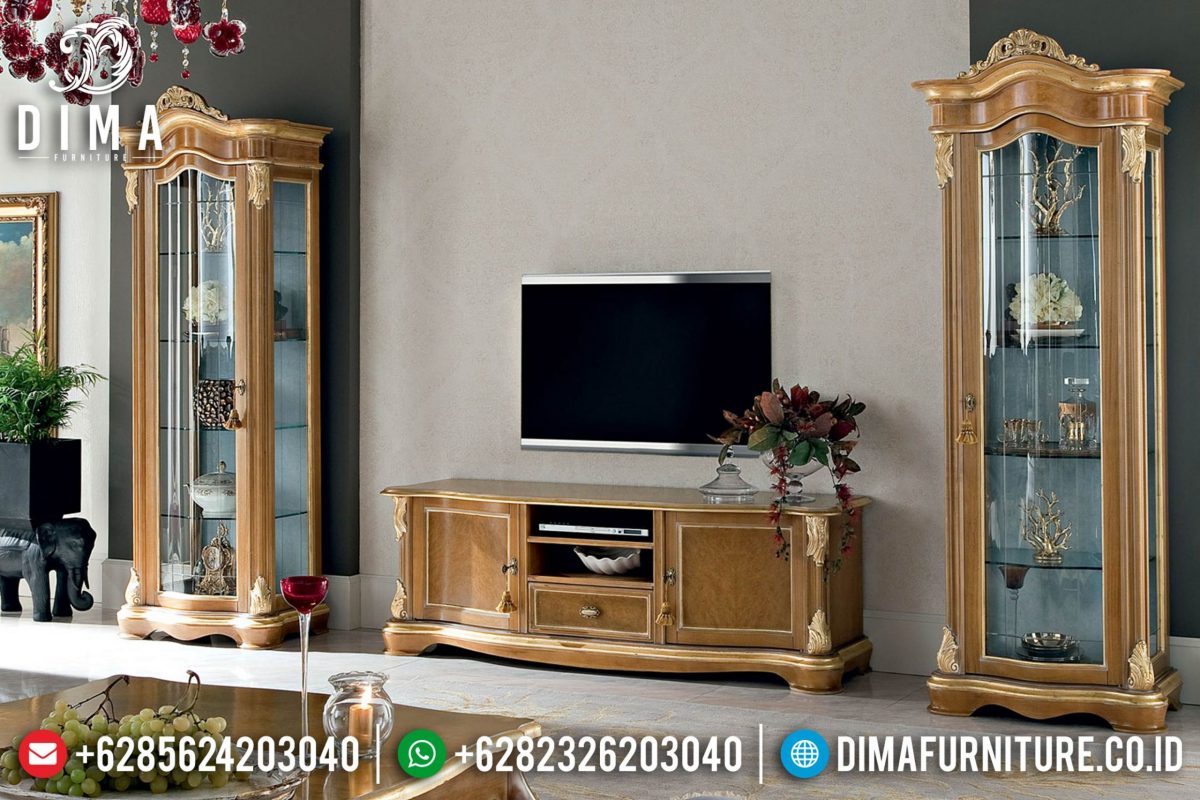 Set Bufet Tv Klasik Jati Natural Mewah Terbaru ST-0766 | Sofa Tamu Jepara - Dima Furniture Set Bufet Tv Klasik Jati Natural Mewah Terbaru ST-0766
