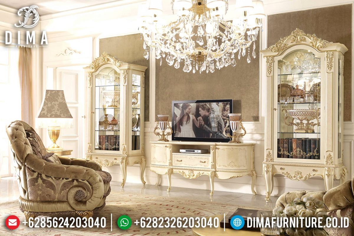 Set Bufet Tv Ukir Jepara Mewah Duco Klasik Terbaru ST-0779 | Sofa Tamu Jepara - Dima Furniture Set Bufet Tv Ukir Jepara Mewah Duco Klasik Terbaru ST-0779
