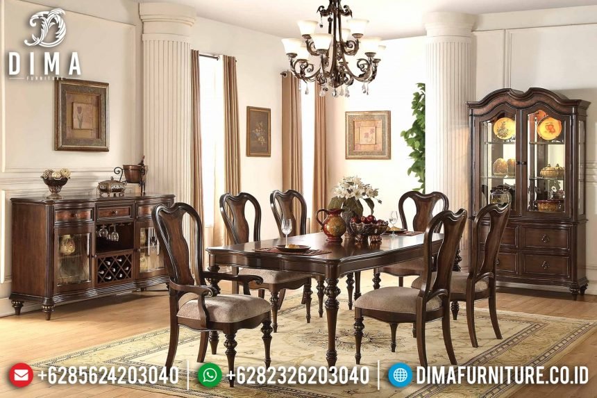 Set Meja Kursi Makan Jati Mewah Modern Terbaru ST-0785