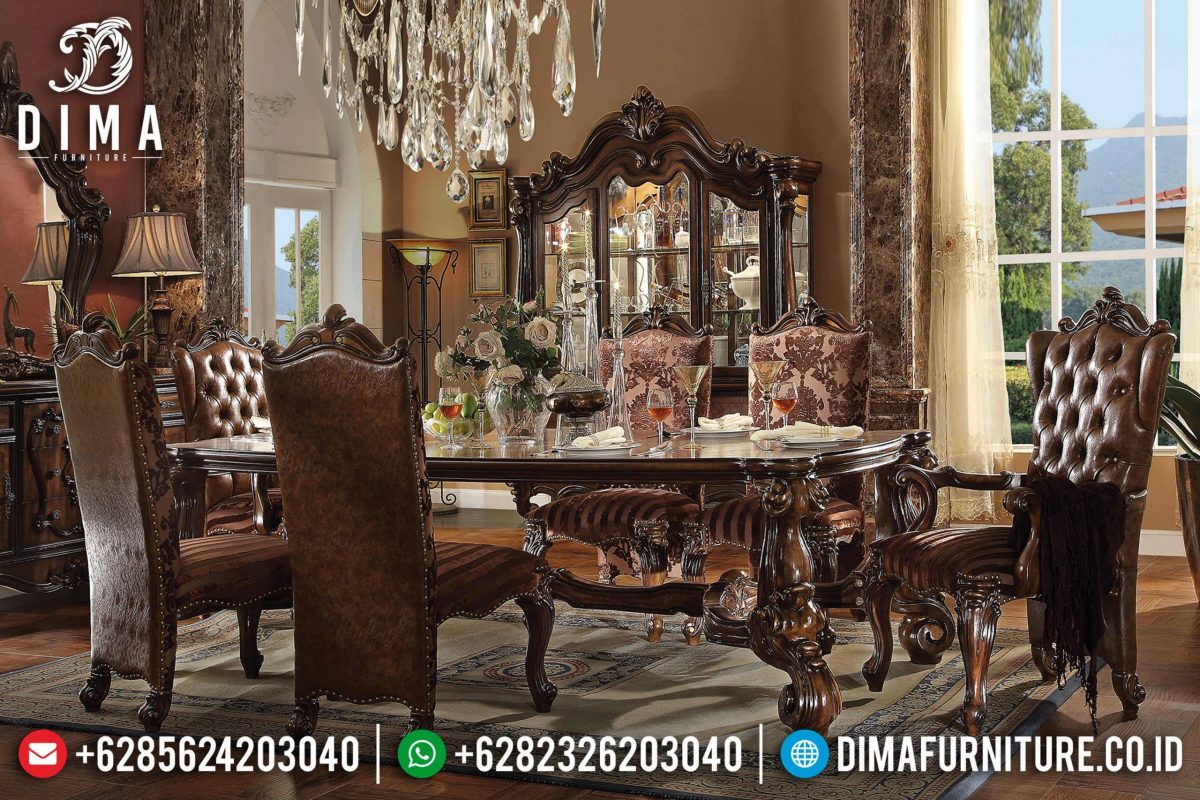 Set Meja Kursi Makan Mewah Jati Klasik Terbaru ST-0803 | Sofa Tamu Jepara - Dima Furniture Set Meja Kursi Makan Mewah Jati Klasik Terbaru ST-0803