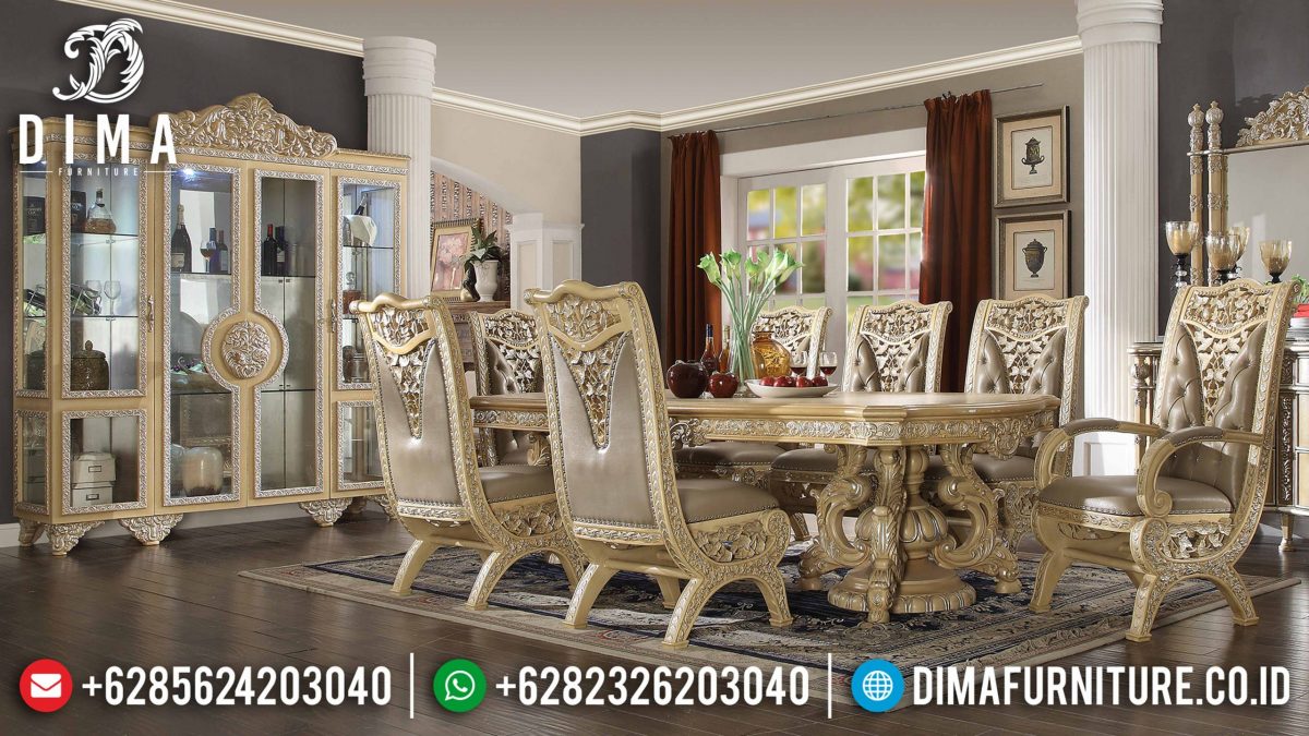 Set Meja Kursi Makan Mewah Ukir Minerva Terbaru ST-0827 | Sofa Tamu Jepara - Dima Furniture Set Meja Kursi Makan Mewah Ukir Minerva Terbaru ST-0827