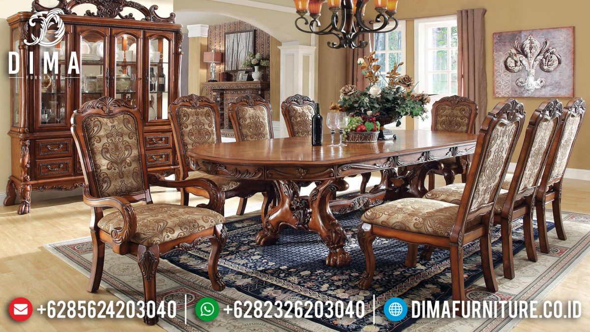 Set Meja Kursi Makan Natural Ukir Jepara Mewah Terbaru ST-0835 | Sofa Tamu Jepara - Dima Furniture Set Meja Kursi Makan Natural Ukir Jepara Mewah Terbaru ST-0835