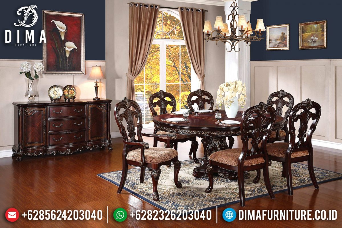 Set Meja Makan Jati Klasik Ukir Jepara Terbaru ST-0804 | Sofa Tamu Jepara - Dima Furniture Set Meja Makan Jati Klasik Ukir Jepara Terbaru ST-0804