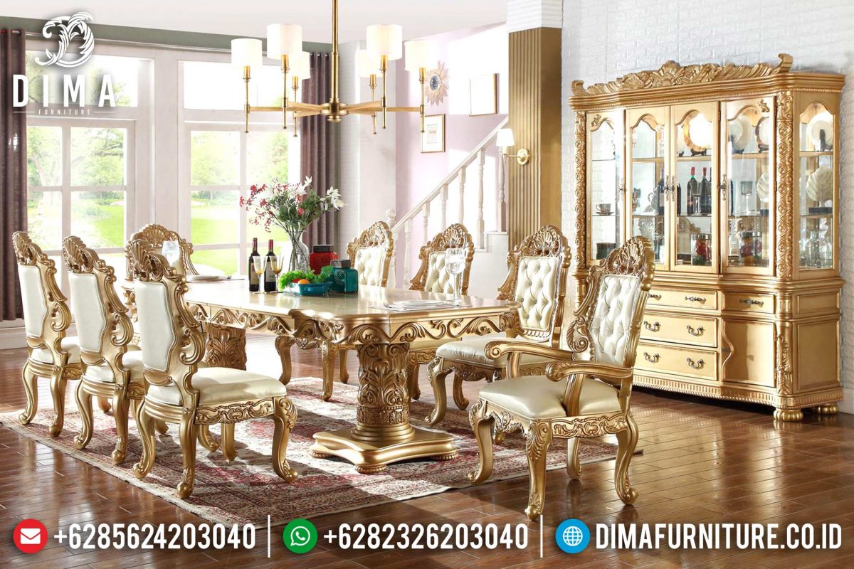 Set Meja Makan Mewah Duco Emas Klasik Terbaru ST-0798 | Sofa Tamu Jepara - Dima Furniture Set Meja Makan Mewah Duco Emas Klasik Terbaru ST-0798
