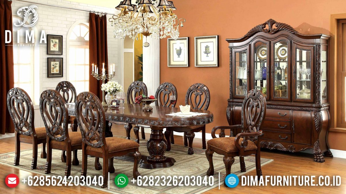 Set Meja Makan Mewah Jati Oval Ukir Mewah Terbaru ST-0834 | Sofa Tamu Jepara - Dima Furniture Set Meja Makan Mewah Jati Oval Ukir Mewah Terbaru ST-0834