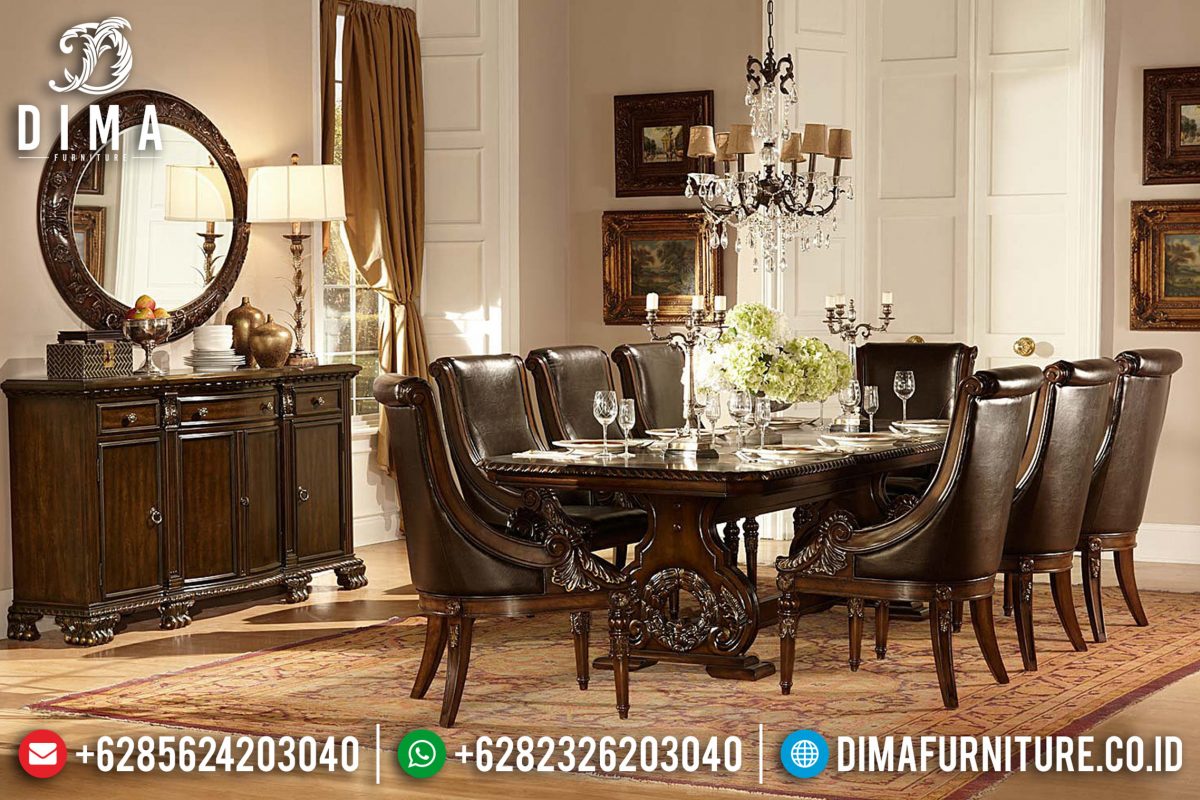 Set Meja Makan Natural Jati Ukir Jepara Mewah Terbaru ST-0813 | Sofa Tamu Jepara - Dima Furniture Set Meja Makan Natural Jati Ukir Jepara Mewah Terbaru ST-0813