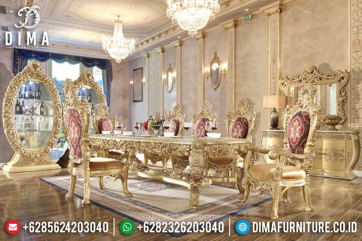 Set Meja Makan Ukir Jepara Klasik Mewah Terbaru ST-0797 | Sofa Tamu Jepara - Dima Furniture Set Meja Makan Ukir Jepara Klasik Mewah Terbaru ST-0797