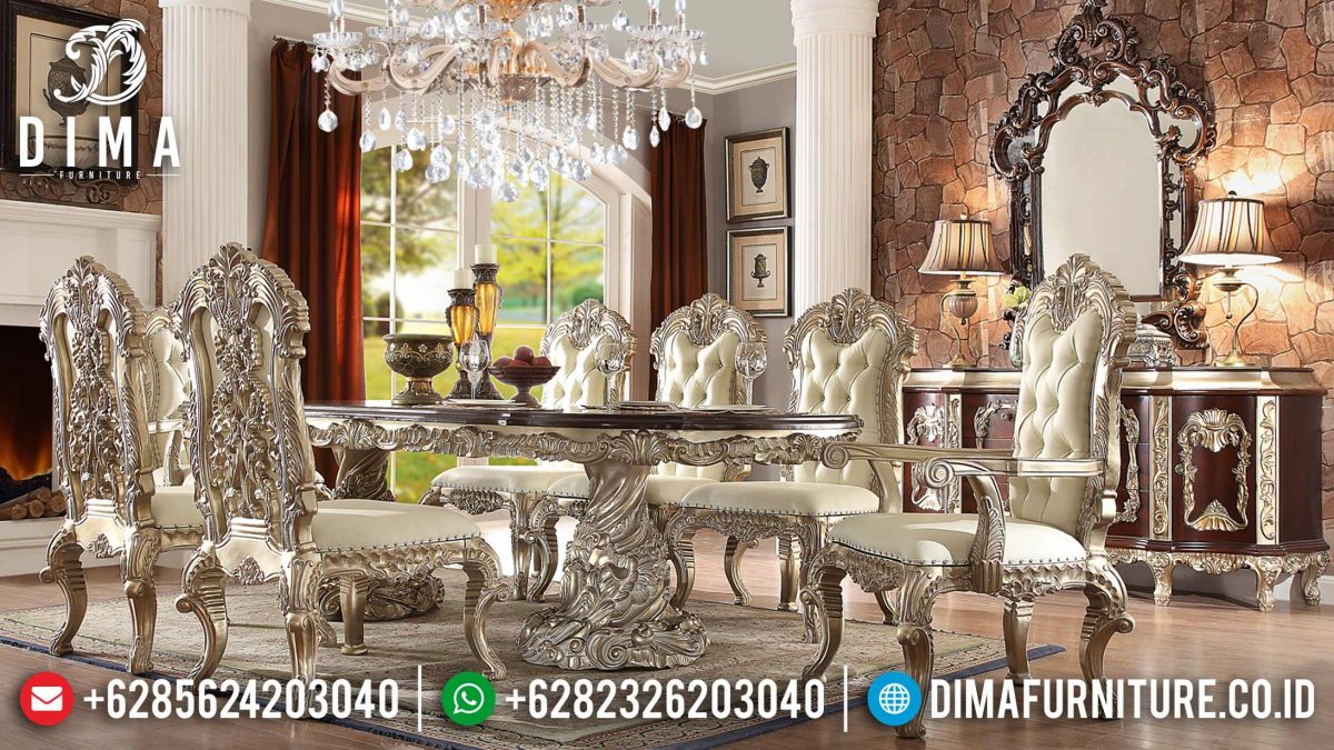 Set Meja Makan Ukir Klasik Mebel Jepara Mewah Terbaru ST-0831 | Sofa Tamu Jepara - Dima Furniture Set Meja Makan Ukir Klasik Mebel Jepara Mewah Terbaru ST-0831