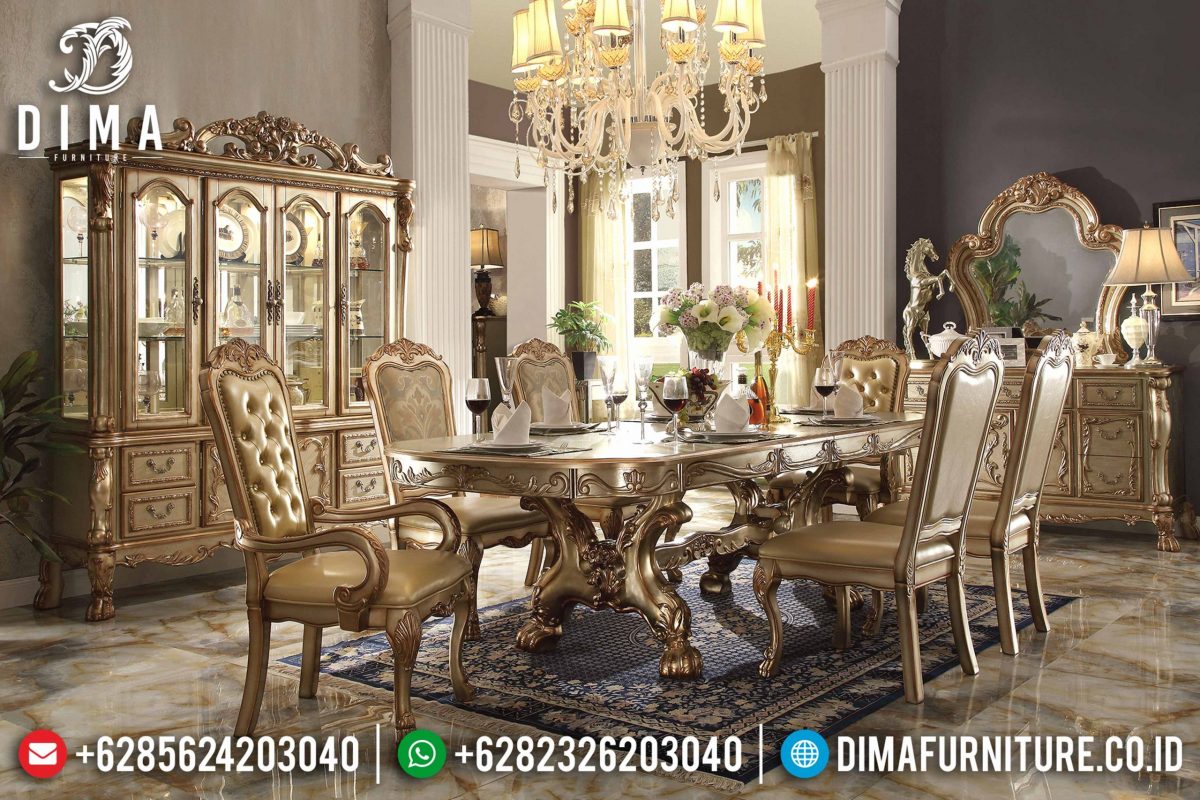 Set Meja Makan Ukir Mewah Duco Emas Terbaru ST-0769