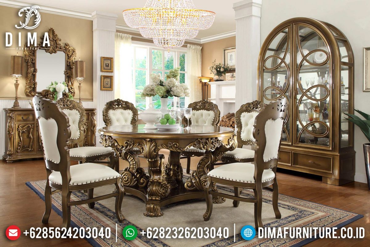 Set Meja Makan Ukir Mewah Kayu Jati Jepara Terbaru ST-0806 | Sofa Tamu Jepara - Dima Furniture Set Meja Makan Ukir Mewah Kayu Jati Jepara Terbaru ST-0806