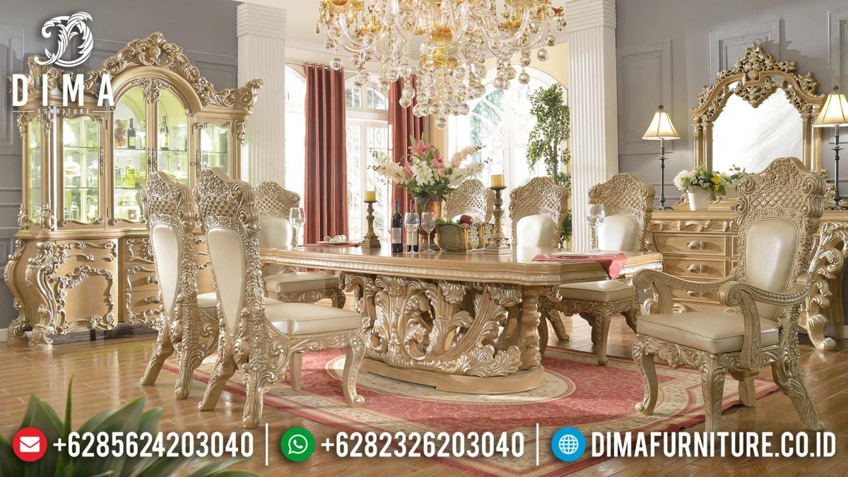 Set Meja Makan Ukir Mewah Minerva Klasik Terbaru ST-0825 | Sofa Tamu Jepara - Dima Furniture Set Meja Makan Ukir Mewah Minerva Klasik Terbaru ST-0825